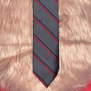 YSL stripe tie vintage gray red and blue